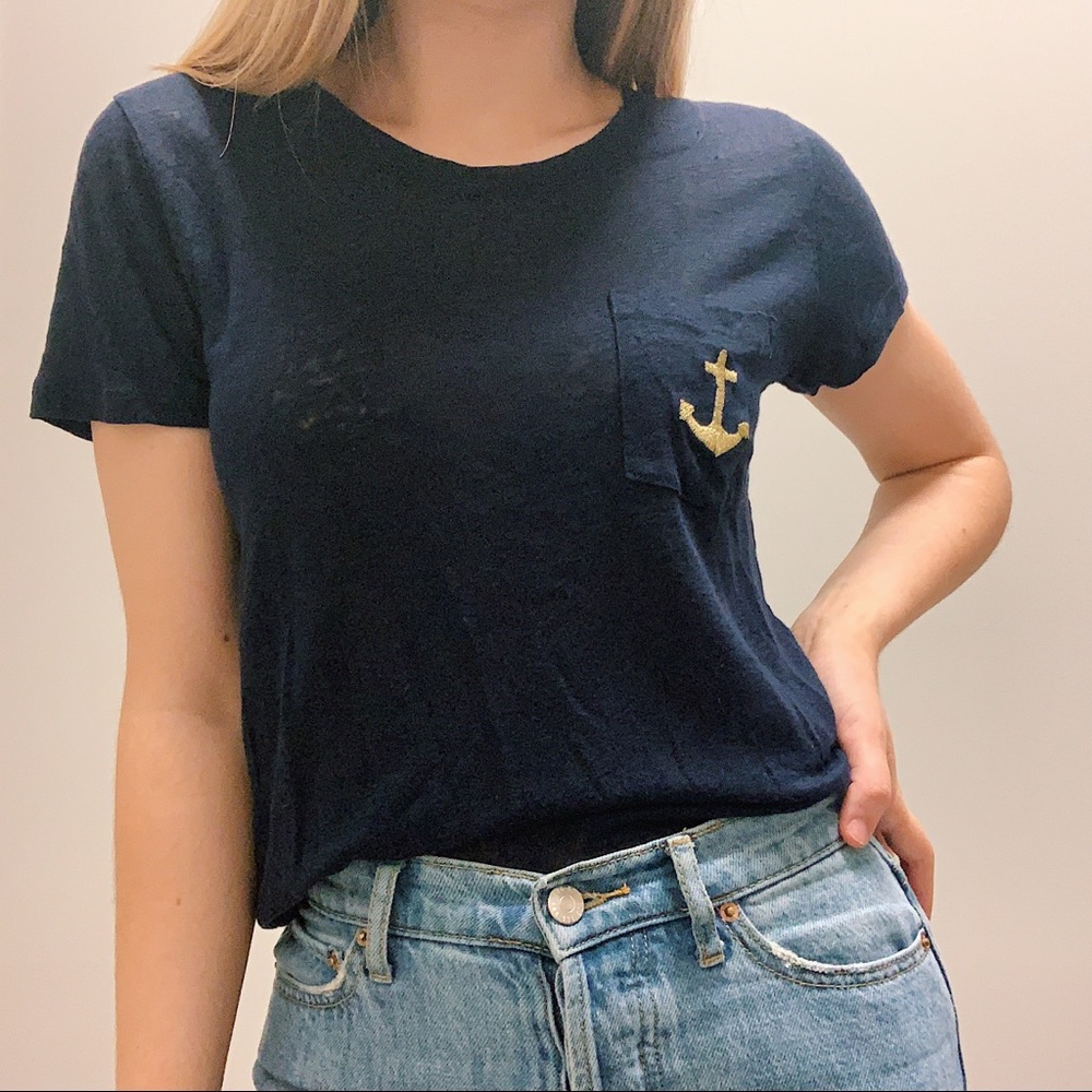 J. Crew Navy Anchor Pocket Tee